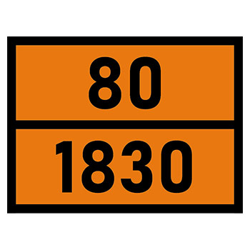 Табличка «Опасный груз 80-1830», Кислота серная (светоотражающий металл с рельефом, 400х300 мм)